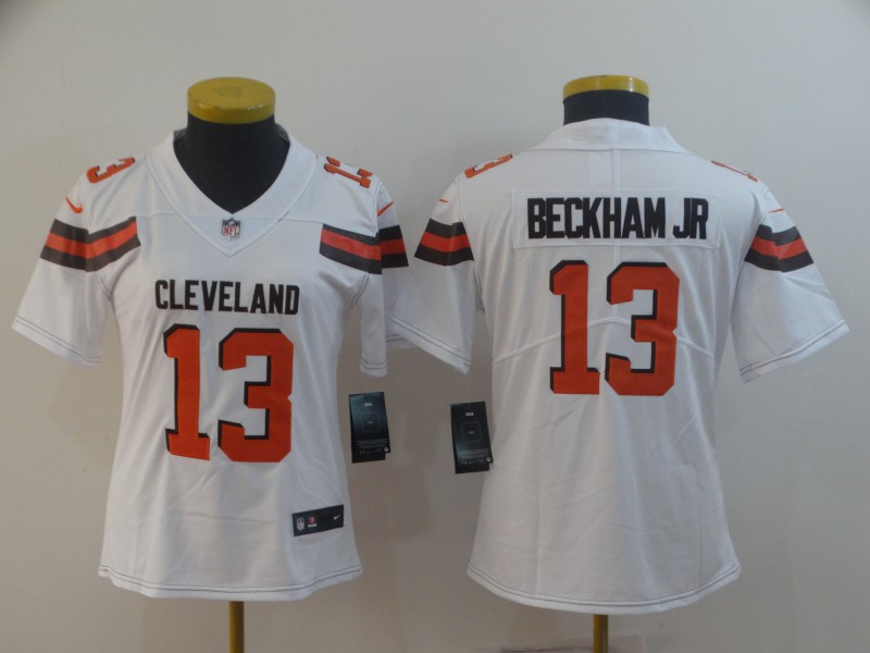 Women's Cleveland Browns #13 Odell Beckham Jr. White Vapor Untouchable Limited Stitched NFL Jersey(Run Small)
